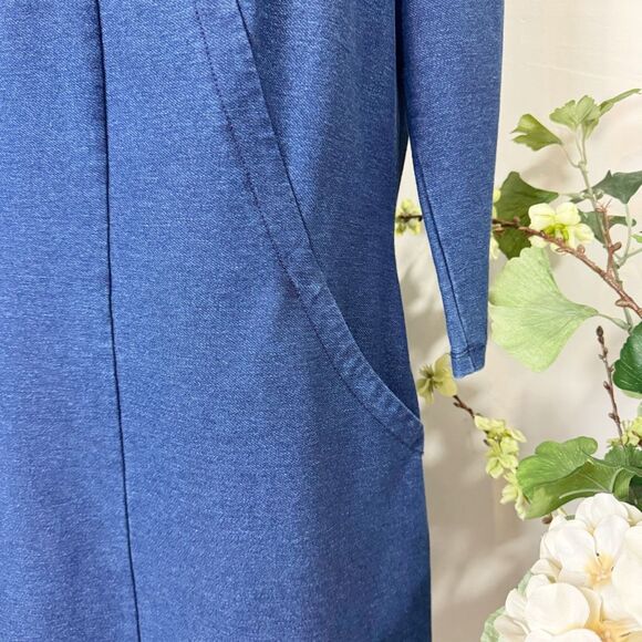 Boden Hannah Denim Blue Knit Shift Dress with Pockets Size 10 - Picture 4 of 14